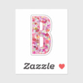 Roze botanisch monogram bloem letter B initiaal Sticker (Vel)
