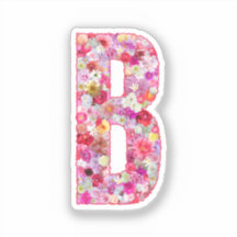 Roze botanisch monogram bloem letter B initiaal