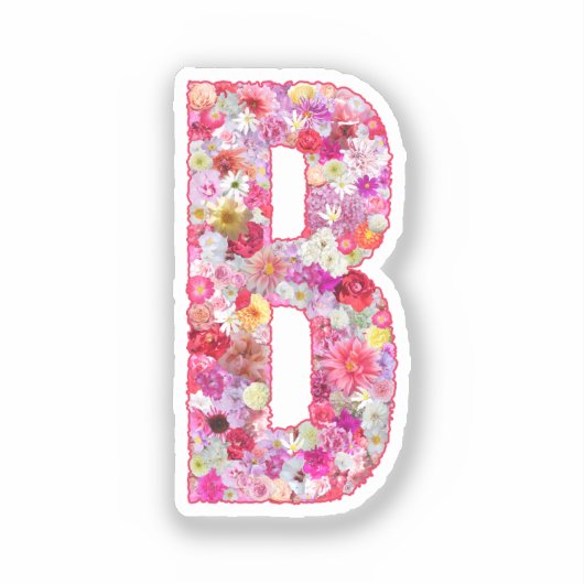 Roze botanisch monogram bloem letter B initiaal Sticker (Voorkant)