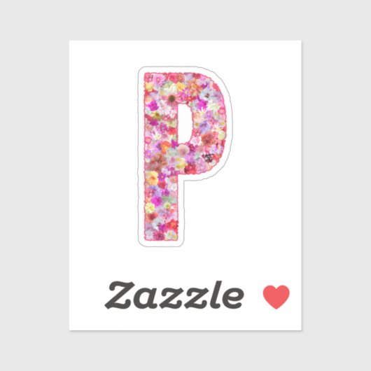 Roze botanisch monogram bloem letter P initiaal Sticker (Vel)