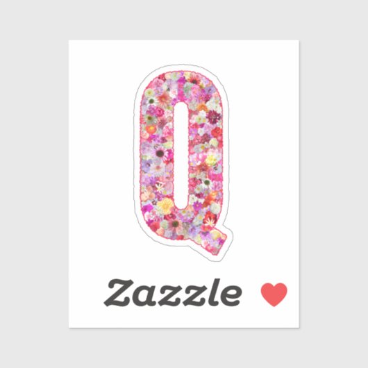 Roze botanisch monogram bloem letter Q initiaal Sticker (Vel)