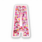 Roze botanisch monogram bloemletter A initiaal Sticker (Voorkant)