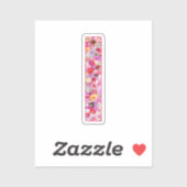 Roze botanisch monogram bloemletter I initiaal Sticker (Vel)