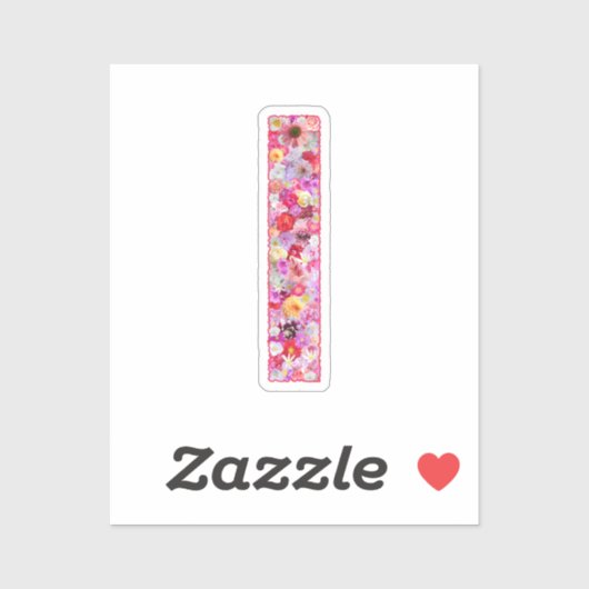 Roze botanisch monogram bloemletter I initiaal Sticker (Vel)