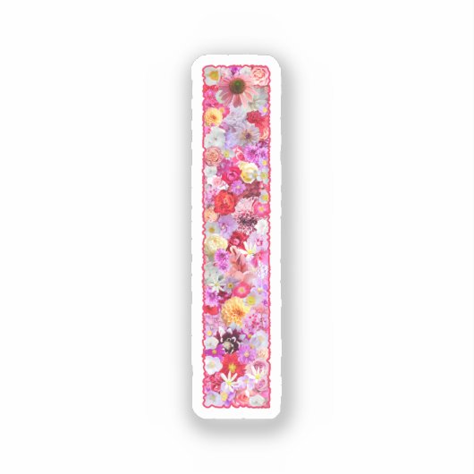 Roze botanisch monogram bloemletter I initiaal Sticker (Voorkant)