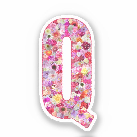 Roze botanisch monogram bloemletter Q initiaal Sticker (Voorkant)