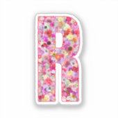 Roze botanisch monogram bloemletter R initiaal Sticker (Voorkant)