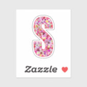 Roze botanisch monogram bloemletter S initiaal Sticker (Vel)
