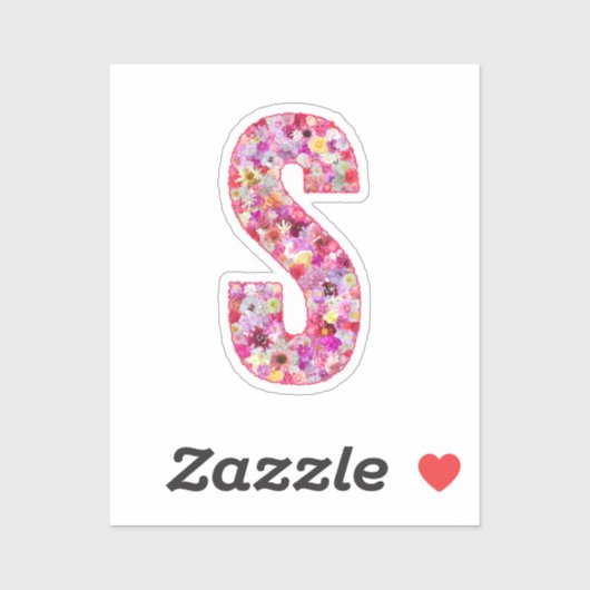 Roze botanisch monogram bloemletter S initiaal Sticker (Vel)