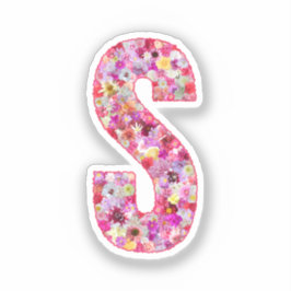 Roze botanisch monogram bloemletter S initiaal Sticker