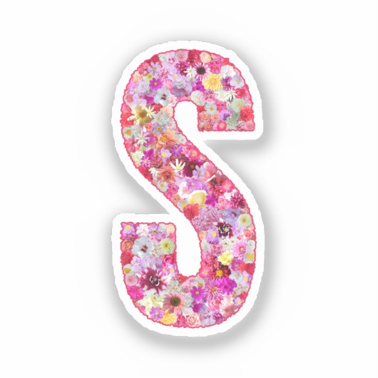 Roze botanisch monogram bloemletter S initiaal Sticker (Voorkant)