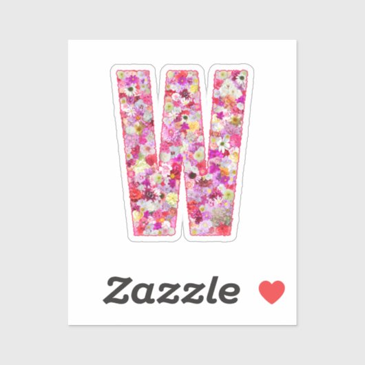 Roze botanisch monogram bloemletter W initiaal Sticker (Vel)