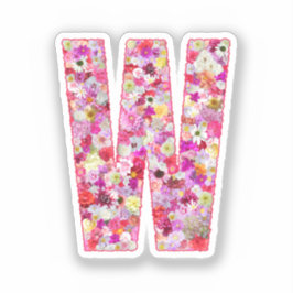 Roze botanisch monogram bloemletter W initiaal Sticker