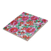 Roze Botanisch Roos Bloempatroon Tegeltje (Zijkant)