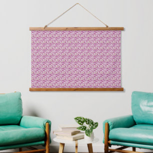 Roze botanisch slingerpatroon bloemig natuurontwer hangend wandkleed