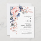 Roze botanische 75e verjaardag Floral Bloom Kaart (Voorkant)