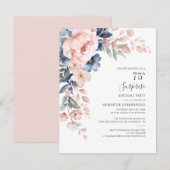 Roze botanische 75e verjaardag Floral Bloom Kaart (Voorkant / Achterkant)