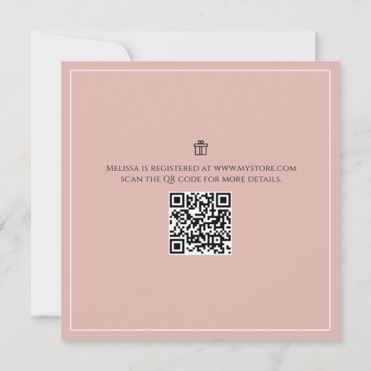 Roze  botanische Baby Rose Bouquet QR Code (Achterkant)