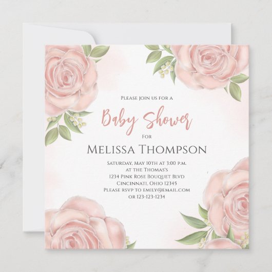 Roze  botanische Baby Rose Bouquet QR Code (Voorkant)