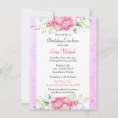  Roze Botanische Birthday Luncheon Kaart (Voorkant)