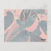 Roze Botanische Bladeren Post Kaart (Aanpassen) (Achterkant)