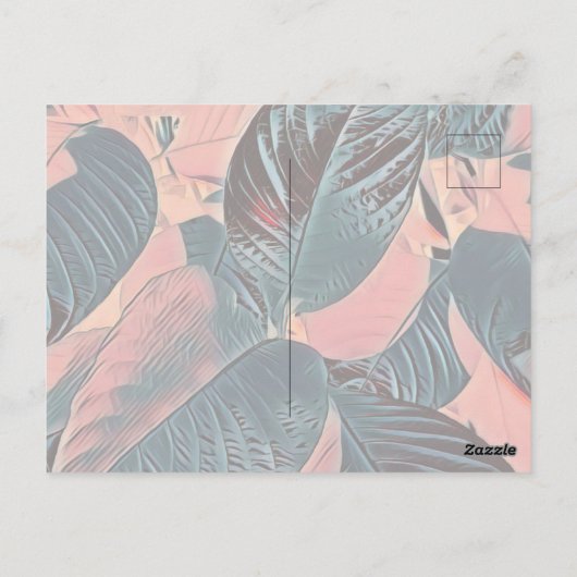 Roze Botanische Bladeren Post Kaart (Aanpassen) (Achterkant)