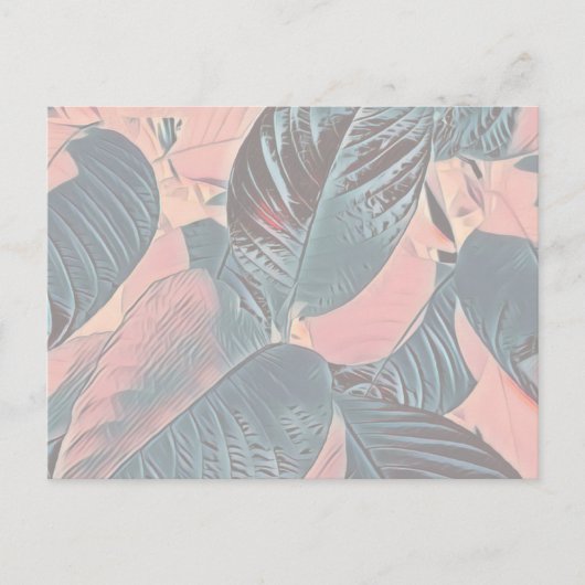 Roze Botanische Bladeren Post Kaart (Aanpassen) (Voorkant)