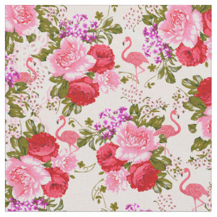  roze botanische bloemen tropische flamingo stof