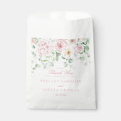 Roze Botanische Bloemenhortensia Trouwdessert Bedankzakje (Voorkant)