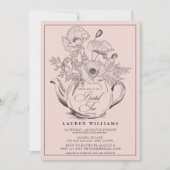 Roze botanische bridale thea Calligrafie Kaart (Voorkant)