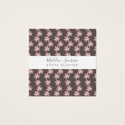 Roze botanische Floral Brown Event Designer Vierkante Visitekaartjes (Voorkant)
