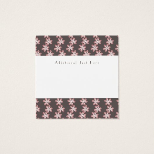 Roze botanische Floral Brown Event Designer Vierkante Visitekaartjes (Achterkant)