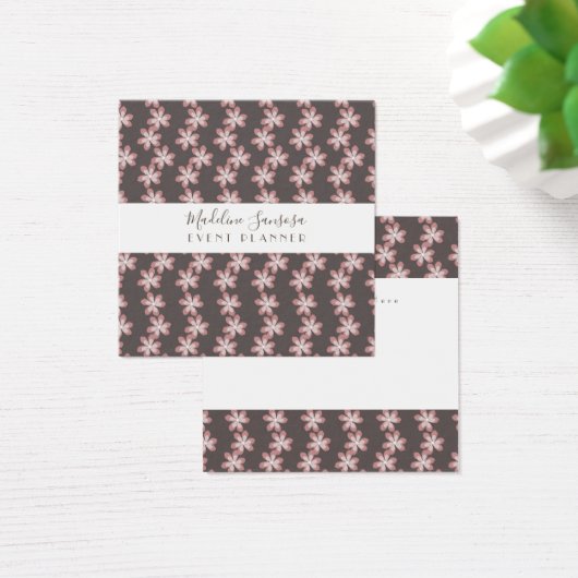 Roze botanische Floral Brown Event Designer Vierkante Visitekaartjes (Bureau)