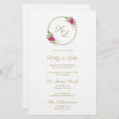 Roze botanische Initialen Elegant Wreatding Pic (Voorkant / Achterkant)