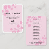Roze botanische Kaarten van de productprijslijst Visitekaartje (Voorkant / Achterkant)