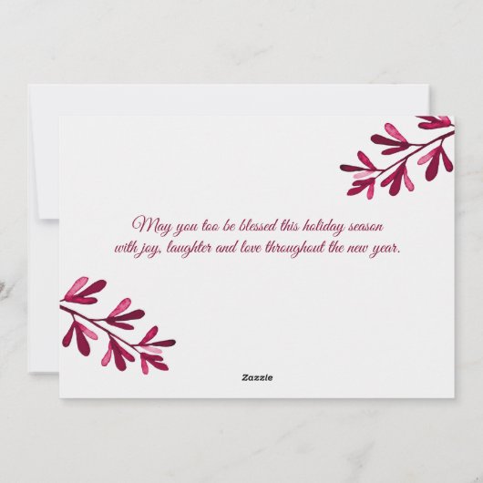 Roze botanische kerstzegeningen 3 Foto's Feestdagenkaart (Achterkant)