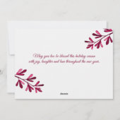 Roze botanische kerstzegens 3 foto's feestdagenkaart (Achterkant)