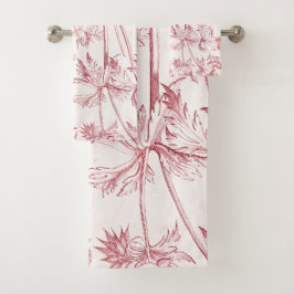 Roze Botanische Kunst Bad Handdoek