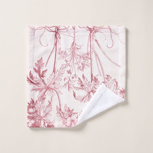 Roze  Botanische Kunst Bad Handdoek (Wasdoekje)
