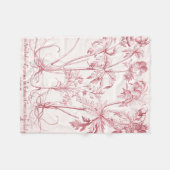 Roze Botanische Kunst Fleece Deken (Voorkant (Horizontaal))