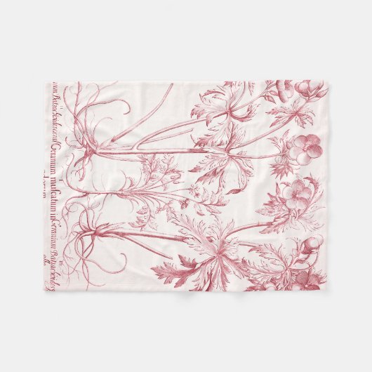 Roze  Botanische Kunst Fleece Deken (Voorkant (Horizontaal))