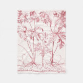 Roze  Botanische Kunst Fleece Deken (Voorkant)