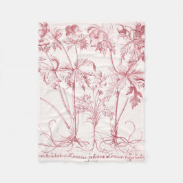 Roze Botanische Kunst Fleece Deken