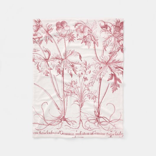 Roze Botanische Kunst Fleece Deken (Voorkant)