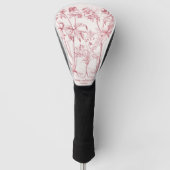 Roze  Botanische Kunst Golfheadcover (Voorkant)
