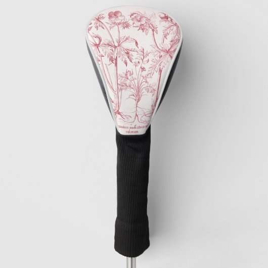 Roze Botanische Kunst Golfheadcover (Voorkant)