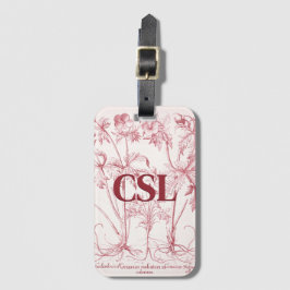 Roze Botanische Kunst Monogram Bagagelabel