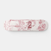 Roze  Botanische Kunst Monogram Persoonlijk Skateboard (Horizontaal)