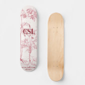 Roze  Botanische Kunst Monogram Persoonlijk Skateboard (Voorkant)