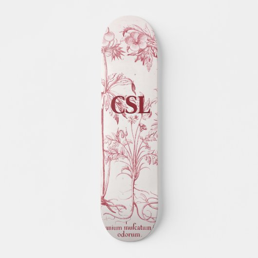 Roze  Botanische Kunst Monogram Persoonlijk Skateboard (Voorkant)